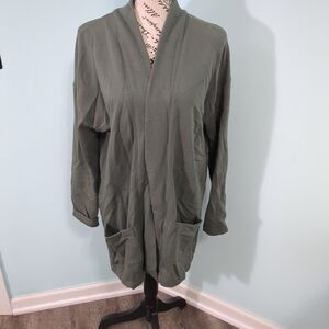 FREE FLY Women's xl extra large Thermal Fleece Open Cardigan - Olive